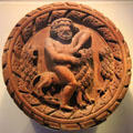 Hercules slaying Nemean lion replica carving in Stirling Castle Palace gallery. Stirling, Scotland