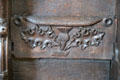 Carved thistle on Medieval choir stall at Dunblane Cathedral. Dunblane, Scotland.