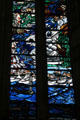 Water with birds stained glass window by Louis Davis at Dunblane Cathedral. Dunblane, Scotland.