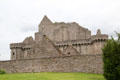 Tower house surrounded by walls at Craigmillar Castle. Craigmillar, Scotland.