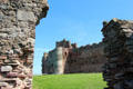 Tantallon Castle framed in ruins of walls. Scotland