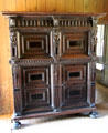 Carved high chest in High Hall at Culross Palace. Culross, Scotland.