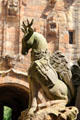 Stag with wings on Linlithgow Palace fountain. Linlithgow, Scotland.