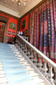 Main staircase with pleated carpets on wall at Lauriston Castle. Edinburgh, Scotland.