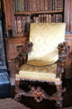 Carved Italian armchair in library at Abbotsford House. Melrose, Scotland.