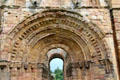 West front doorway carving details Jedburgh Abbey. Jedburgh, Scotland.