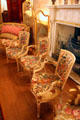 Embroidered armchairs in drawing room at Manderston House. Duns, Scotland.
