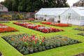 Flower garden & greenhouse near Melrose Abbey. Melrose, Scotland.
