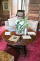 Round table in library at Thirlestane Castle. Scotland.