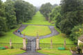 View of gates at Traquair House. Scotland.