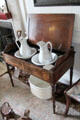 Washstand with pitchers & basins in dressing room at Traquair House. Scotland.