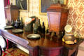 Dining room sideboard with knife boxes at Traquair House. Scotland.