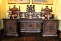 Sideboard with silver in dining room at Glamis Castle. Angus, Scotland.