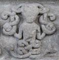 Pictish architectural frieze detail of half-woman / half-fish siren at Meigle Sculptured Stone Museum. Meigle, Scotland
