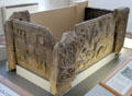 St Andrews Sarcophagus with Pictish designs in museum at St Andrews Cathedral. St Andrews, Scotland.