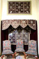 Embroidered bed hangings & chairs in the Lennox room at Scone Palace. Perth, Scotland.