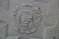 William Forbes crest on The Hall ceiling at Craigievar Castle. Alford, Scotland.