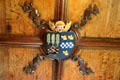 Arms of Alexander Burnett & Katherine Gordon on Gallery ceiling at Crathes Castle. Crathes, Scotland.