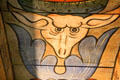 Cow's head on ceiling painting in Green Lady's room at Crathes Castle. Crathes, Scotland.