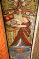 Polyhymnia playing claichord ceiling painting in Muses room at Crathes Castle. Crathes, Scotland.