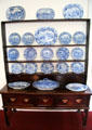 Blue & white earthenware collection from various potteries in Staffordshire & Yorkshire at Drum Castle. Drumoak, Scotland.
