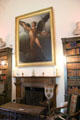 Archangel Gabriel by Hugh Irvine over Library fireplace at Drum Castle. Drumoak, Scotland.