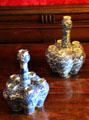 Blue ceramic sectional flower vases in dining room at Fyvie Castle. Turriff, Scotland.