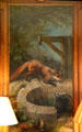 Fox & goat painting by John Bucknell Russell in entrance hall at Haddo House. Methlick, Scotland.