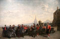 Group of 79th Regiment beside Mills Mount Battery of Edinburgh Castle painting by R.R, McIan at Fort George Highlanders' Museum. Fort George, Scotland.