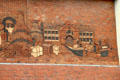Kiln & canal history section of mural on Potteries Museum & Art Gallery. Hanley, Stoke-on-Trent, England