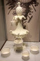 Queen's Ware Epergne with dishes for sweetmeats & custard by Wedgwood at World of Wedgwood. Barlaston, Stoke, England.