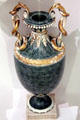 Porphyry-like ornamental stoneware vase with snake handles by Wedgwood at World of Wedgwood. Barlaston, Stoke, England