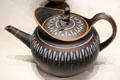 Black Basalt teapot with encaustic enamel by Wedgwood at World of Wedgwood. Barlaston, Stoke, England.