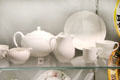 Undecorated Wedgwood bone china utility ware of WWII at World of Wedgwood. Barlaston, Stoke, England.