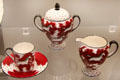 Wedgwood bone china coffee service with red Persian Ponies by Victor Skellern at World of Wedgwood. Barlaston, Stoke, England.