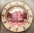 Wedgwood earthenware hand-painted luster presentation charger shows Barlaston Hall by Alfred Powell at World of Wedgwood. Barlaston, Stoke, England.