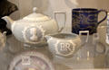 Wedgwood teapot & creamer commemorating coronation of Queen Elizabeth II at World of Wedgwood. Barlaston, Stoke, England