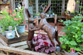 Rabbit sculptures in garden center at Wightwick Manor. Wolverhampton, England.