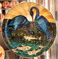 Dish with Herons & Fish tin-glazed earthenware dish by William De Morgan in private collection. England.