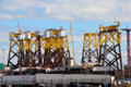Cranes at Belfast Harbour, now the Titanic Quarter. Belfast, Northern Ireland.