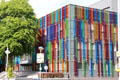Computer Science Building with colored panels by Vanceva at Queen's University Belfast. Belfast, Northern Ireland.