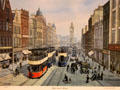 Trams on High Street, Belfast graphic by Norman Whitla at Ulster Transport Museum. Belfast, Northern Ireland.