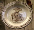 Creamware soup plate transfer-printed with portrait of Lord Nelson made in Staffordshire at British Museum. London, United Kingdom.