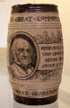 Stoneware jug transfer-printed with portrait of Gladstone by Doulton & Co, London at British Museum. London, United Kingdom.