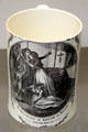 Creamware mug transfer-printed of last meeting of French King Louis XVI with his family before execution prob from Liverpool at British Museum. London, United Kingdom.