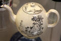 Creamware teapot transfer-printed with tea party scene by Thomas Radford for Derby Pot Works at British Museum. London, United Kingdom.