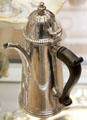 Silver chocolate or coffee pot by John Chartier made in England at British Museum. London, United Kingdom.