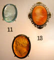 Cameos carved from precious stones including Aquamarine by Filippo Rega from Naples at British Museum. London, United Kingdom.
