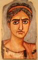 Mummy portrait of woman painted in encaustic on wood from El-Rubajat in Fayum at British Museum. London, United Kingdom.