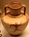 Amphora with running man made in Miletos found Kamiros, Rhodes at British Museum. London, United Kingdom.